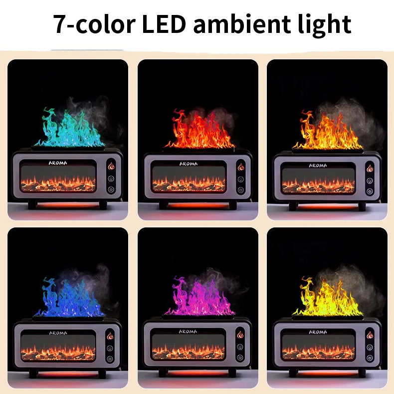 diffuseur 3 en 1 Diffuseur d'huile de flamme - veilleuse - humidificateur d'aromathérapie