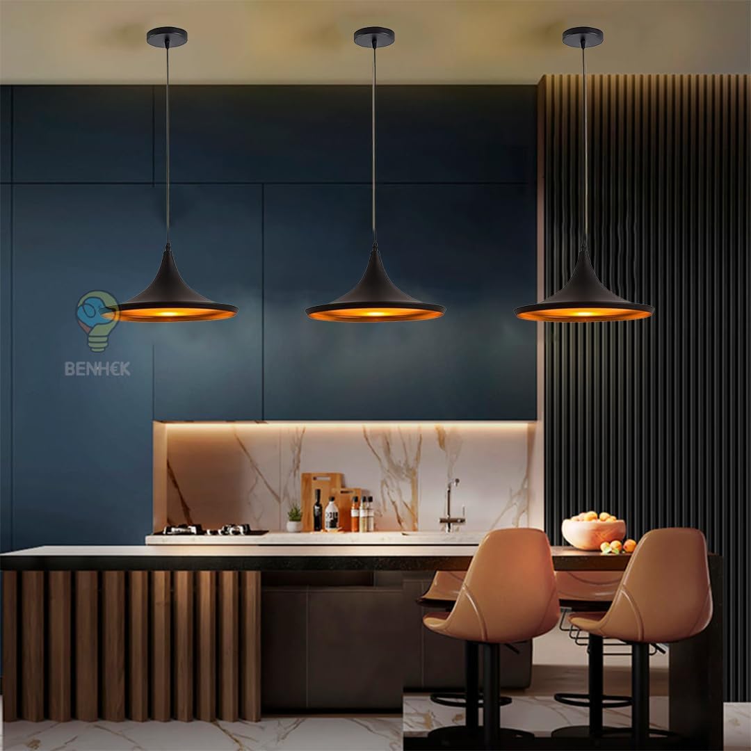 Lustre Suspension Rétro Industriel Lampe E27 pour Chambre comptoir Bar haul cafeteria restaurant Noir